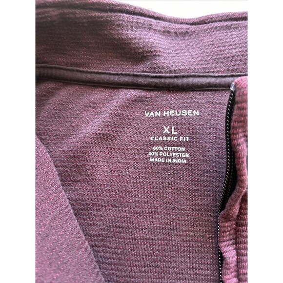 Van Heusen Flex XL Dark Red 1/3 Zip Long Sleeve Ribbed Pullover - Picture 6 of 6